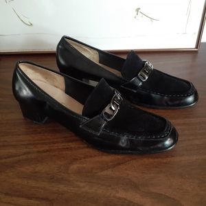 Salvatore Ferragamo boutique patent/suede loafers